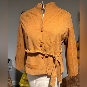 Vintage Women's tan belted shirt